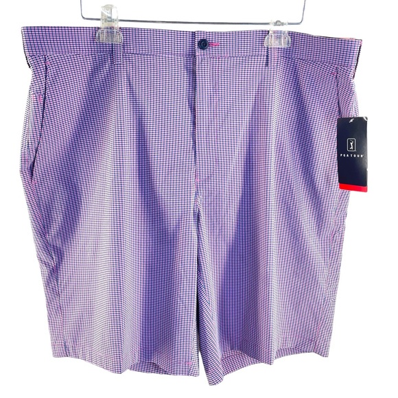 PGA TOUR Stretch/Elastica Golf Shorts in Size 40 Blue & Pink Square Pattern NWT - Picture 3 of 13